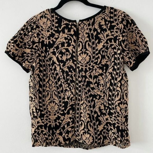 JOIE Embroidered Janpath Top, Black & Gold Sz. Small - Picture 10 of 12